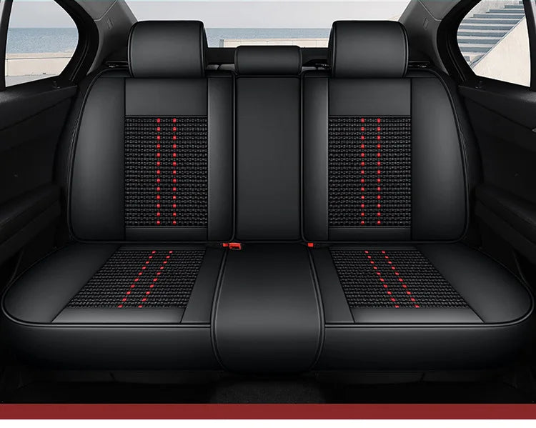 Universal Auto Split Seat Car Full Seat Cover Breathable Ice Silk Nappa Leather Car SUV Cushion Full Seats Cover Protection