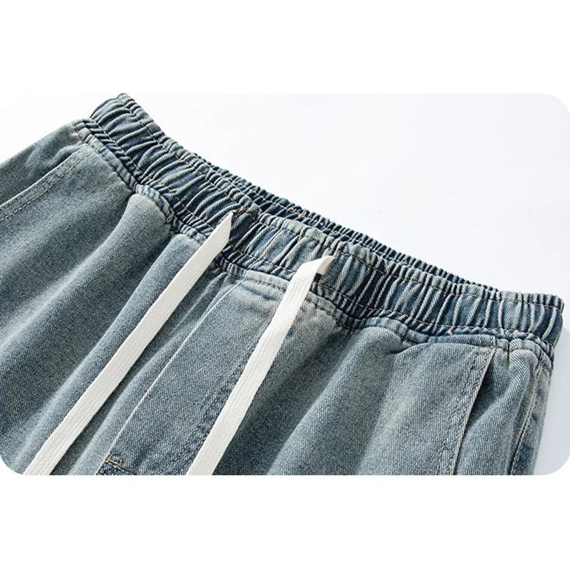 2026 Winter Men Thickened Warm American Style Jeans Male Loose Straight Leg Denim Trousers High Street Solid Fleece Pants