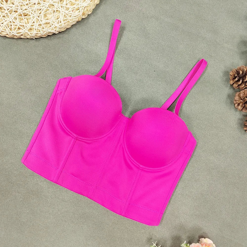 SXTHAENOO Summer 8 colors Fashion Mesh Push Up Bralet Women's Corset Simple Bustier Bra Night Club Party Sexy Cropped Top Vest