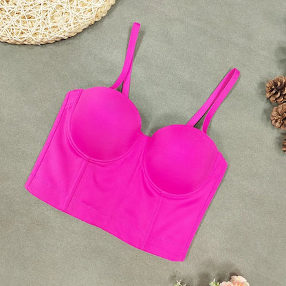 SXTHAENOO Summer 8 colors Fashion Mesh Push Up Bralet Women's Corset Simple Bustier Bra Night Club Party Sexy Cropped Top Vest