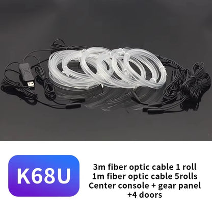Car Interior Ambient LED Light Strip 2/3/4/5M RGB  Invisible USB Fiber Optic Atmosphere Lamp Support APP Control