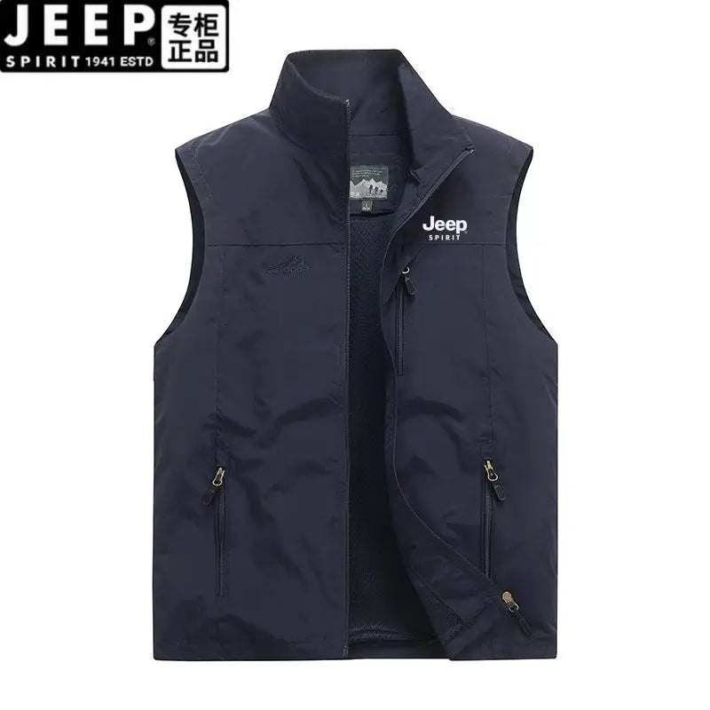 Jeep summer new vest men's outdoor leisure, middle-aged and young photography, fishing vest, horse clip sports jacket men