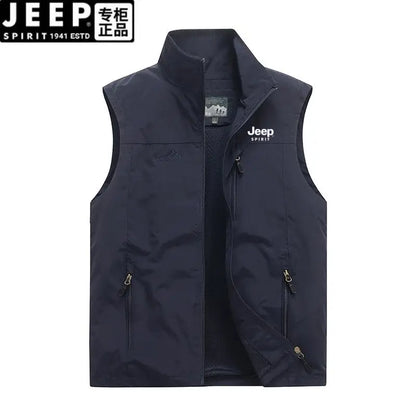 Jeep summer new vest men's outdoor leisure, middle-aged and young photography, fishing vest, horse clip sports jacket men