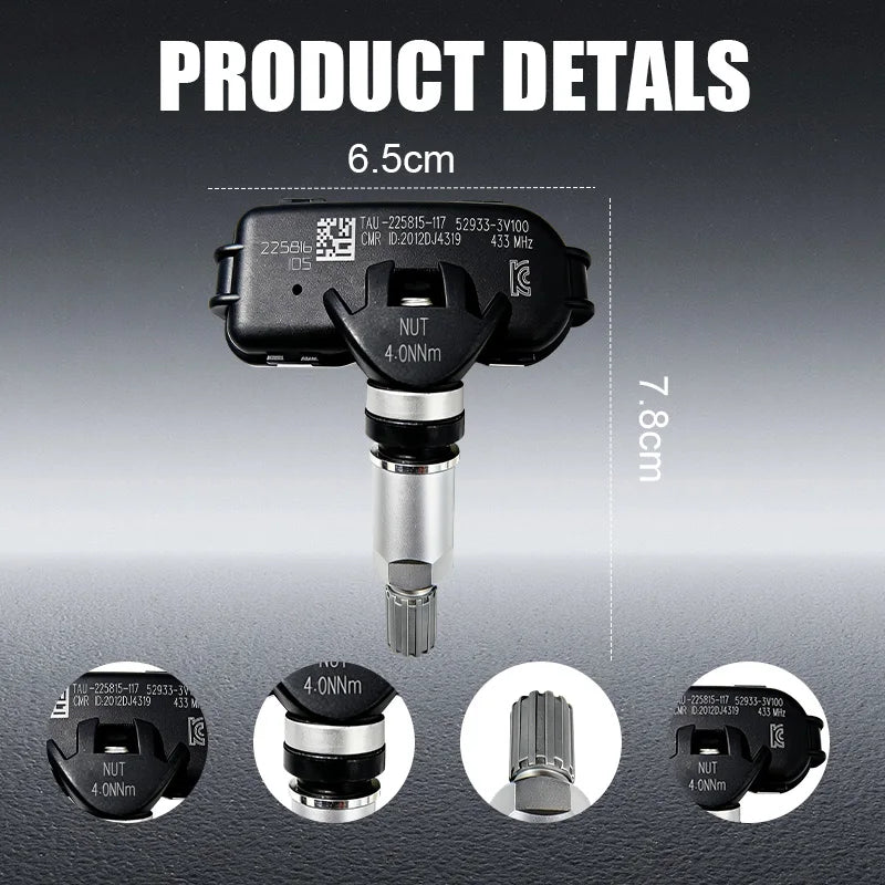 1/4PCS 433MHZ Tire Pressure Monitor System TPMS Fit For Hyundai Grandeur i40 Azera Replacement For 529333V100 52933-3V100
