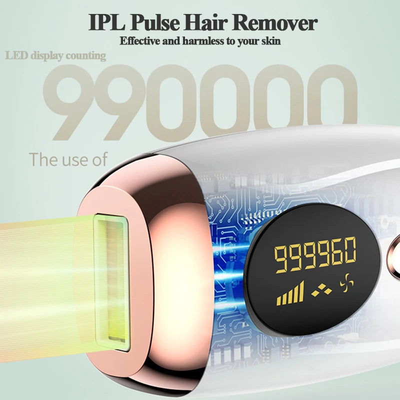 Permanent Hair Removal for Women Facial Body Bikini,Painless Safe IPL Laser Epilator 999999 Flashes LCD Display