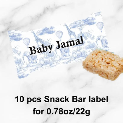 Personalized Blue Safari Baby Shower Party Favors Toile De Jouy Jungle Animal Sticker Party Decoration For Birthday Bachelorette