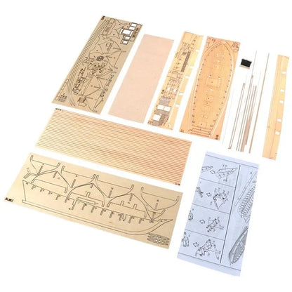 Wooden Sailboat Toys Sailing Model Assembled 1:100 Wooden Kit DIY Assembling Building Kits Ship Model