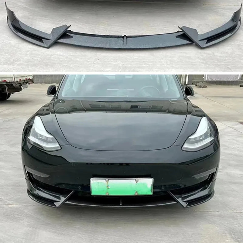 For Tesla Highland Model 3 Y 2016-2024 Front Lip Sport Bumper Spoiler Gloss Carbon Print Rear Spoiler Rear Wing Body Kits Bumper