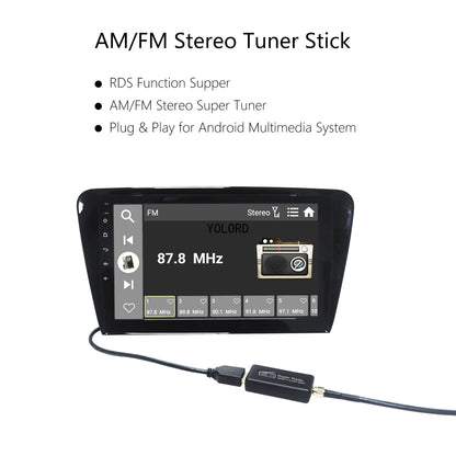 Universal Car Radio AM/FM Stereo Adapter Receiver USB Stick Antenna Box Applied to Android System APK Control