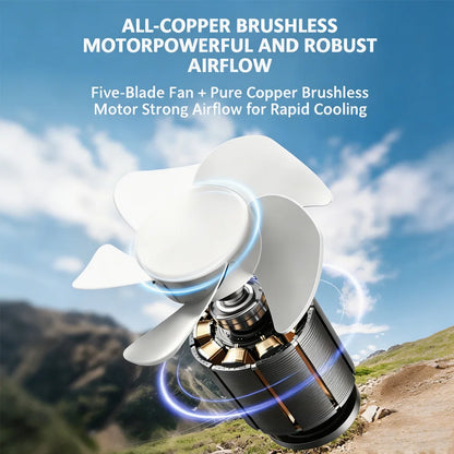 Car Cooling Clamp Fan Brushless Motor USB Rechargeable Fan  3 Speed Wind Rotatable Portable 5 Leaves Fan Car Electronic Tool
