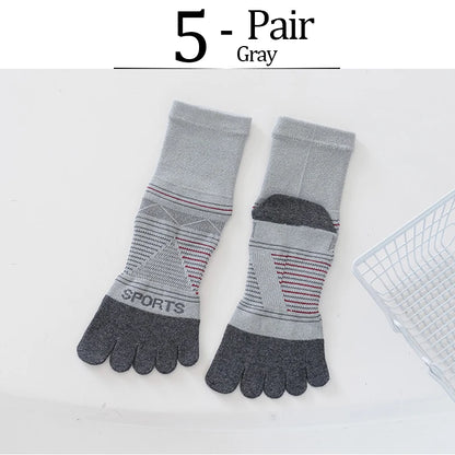 5 Pairs Men's Sports Five Finger Socks Colorful Compression Quick-Drying Sweat-Absorbing Fitness Cycling Hiking Split Toe Socks