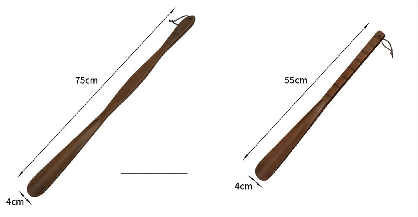 Solid Wood Shoe Horn Extended Handheld Household Footwear Pull Helper for Pregnant Women Elderly Bend-Free Shoe  Lifter