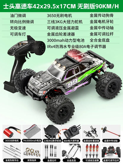 High-Speed Brushless RC Car 1:10 Scale Electric 4WD Off-Road Truck Toy With Shock Absorber 2.4Ghz Remote Control Vehicle