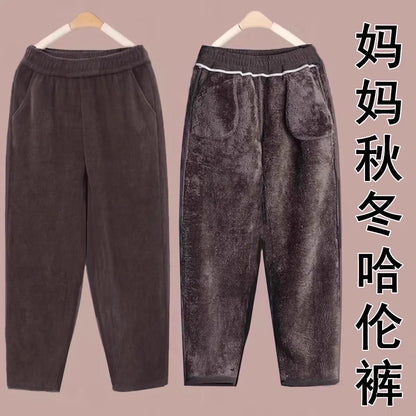 Thickened Lamb Velvet Fleece Lined New Loose Harlan Pants Fashionable All Match Casual Pants mid Aged And Elderly Best Selling