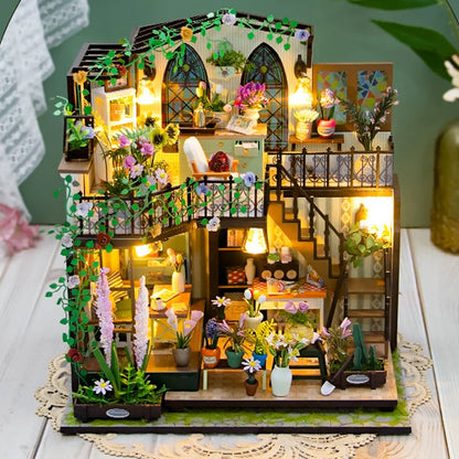 Wooden Miniature Doll House 3D Puzzle Assembly Building Model Kits Small Room Home With Furniture Lighting Wooden Toys For Gifts