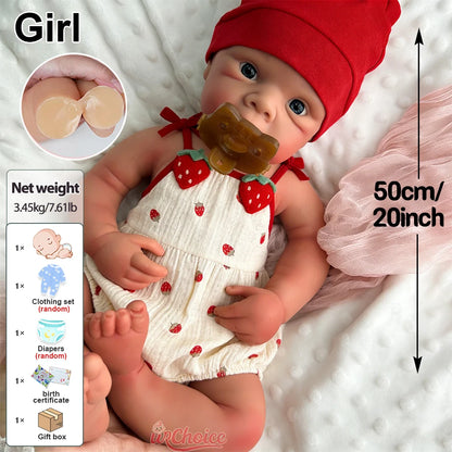 20Inch Open Mouth Bettie Full Soft Silicone Reborn Baby Girl 3D Skin Lifelike Details Doll Emotional Support for Dementia