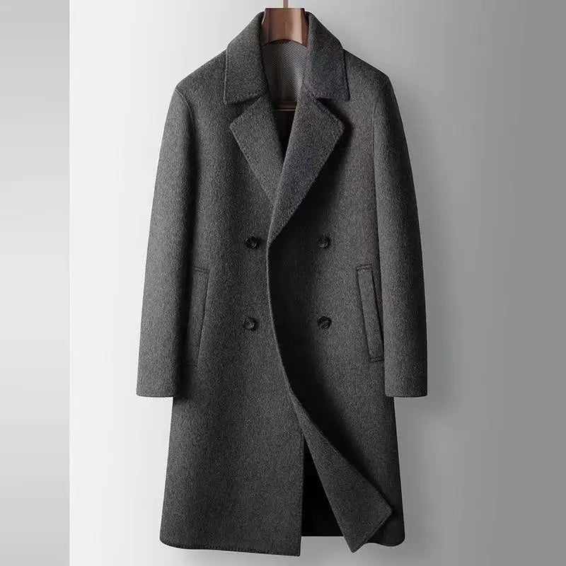 2025 Autumn/Winter New Men's Woolen Coat Medium Long Double breasted 70% Wool Content Light Luxury Double sided Ni Windcoat Coat