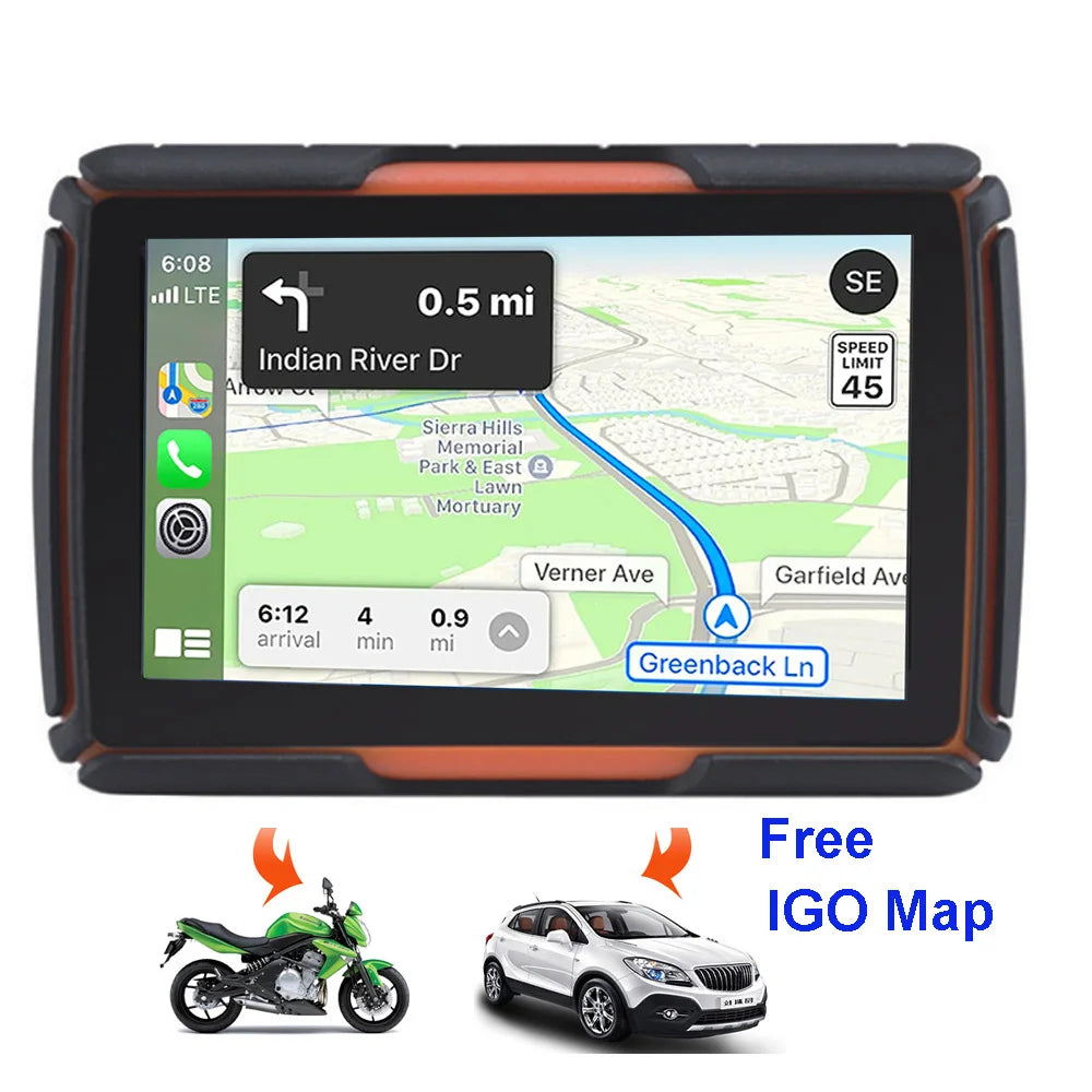 Motorcycle GPS Navigation Car GPS Waterproof IPX67 Dustproof shockproof Bluetooth FM AVIN Built in 8GB free iGo Map