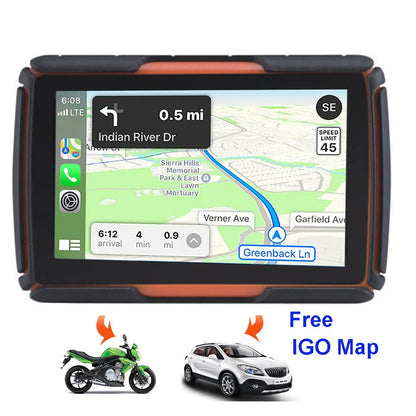 Motorcycle GPS Navigation Car GPS Waterproof IPX67 Dustproof shockproof Bluetooth FM AVIN Built in 8GB free iGo Map