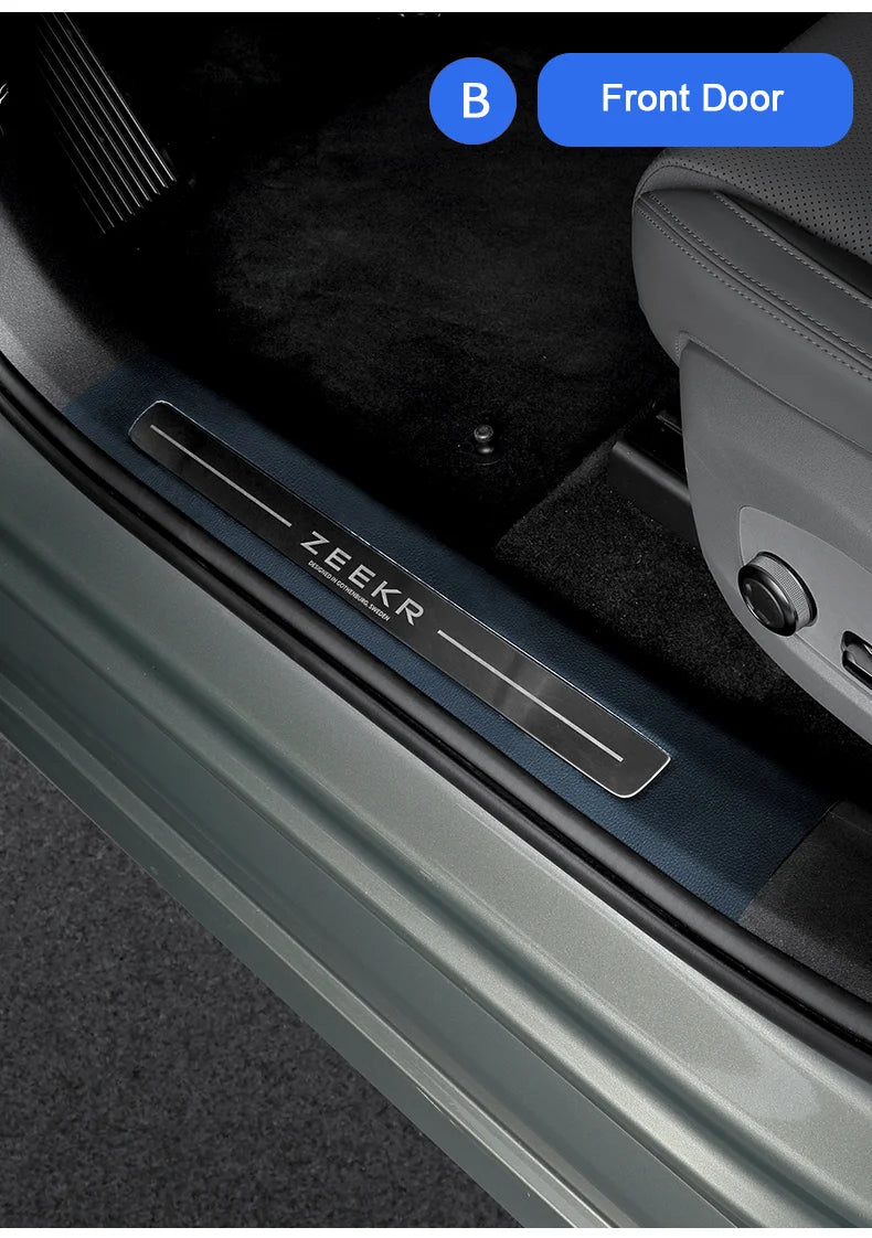 For Zeekr 001 2024 2025，Leather Car Door Anti-kick Pad Front Rear Door Protective Pad Threshold Bar Car Modification Accessories