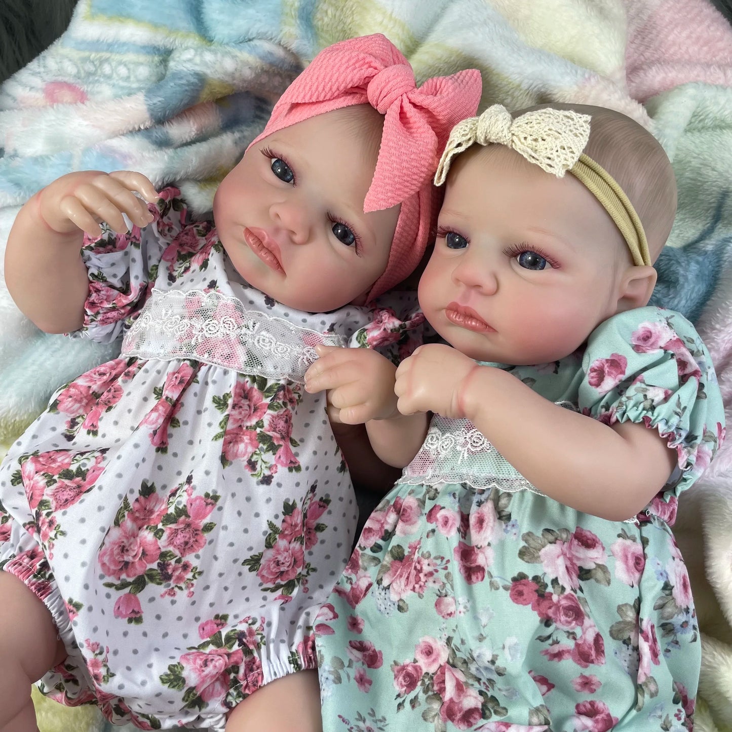 MRB 50CM LouLou Awake Twins Girl Reborn Baby Dolls Lifelike Vinyl Newborn 3D Skin Visible Veins DIY Toys For Girls