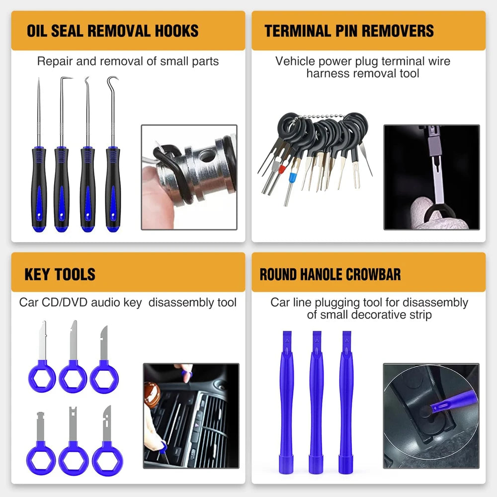 330Pcs Trim Removal Tool Auto Push Pin Bumper Retainer Clip Set Fastener Terminal Remover Tool Adhesive Cable Clips Kit