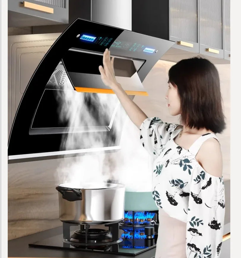 220V Ala Haotaitai Powerful Range Hood Side Suction Kitchen Double Motor Non Clean Home Use CCC