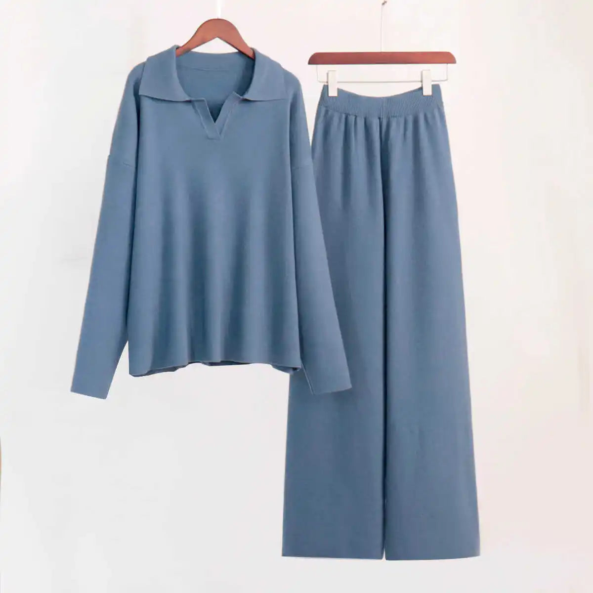Casual Knitted  Ne Sweater Set Wide Leg Pants Faion Ensemble for Women in Their Late 20s And Early 30s Winter 2024
