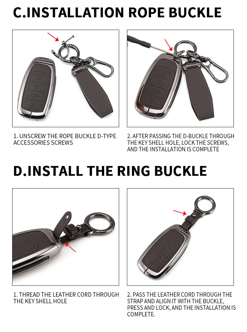 Zinc Alloy + PU Leather Car Key Case Cover For 2019-2025 Land Cruiser Highlander Camry Sienna Venza Hilux Fortuner Corolla Prius
