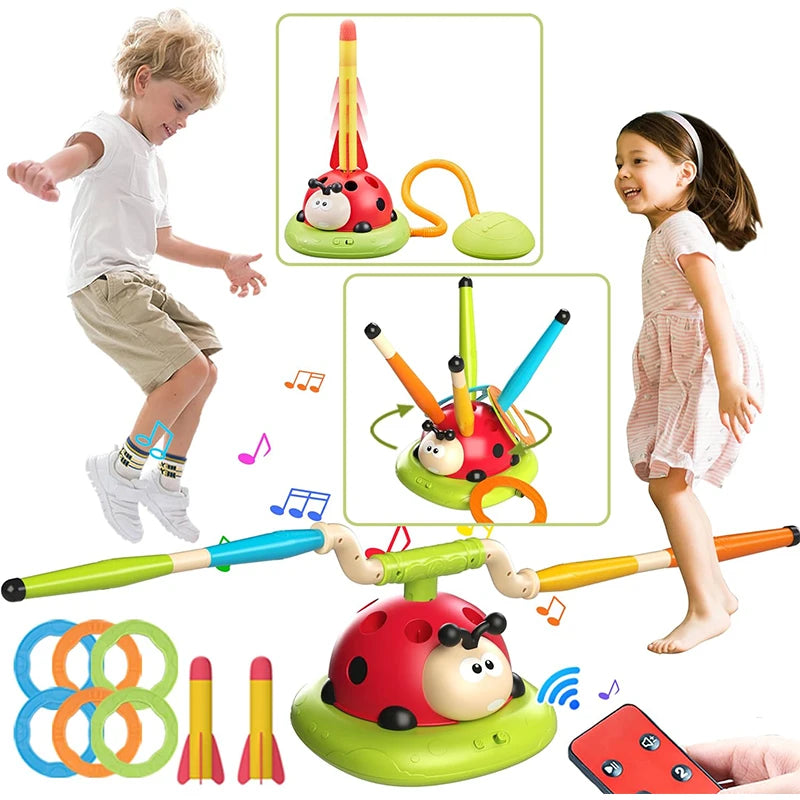 4 Styles Ladybug Multifunction Exercise Machine Ferrule Jump Rocket Launcher Toy Sports Entertainment Game Outdoor Educational