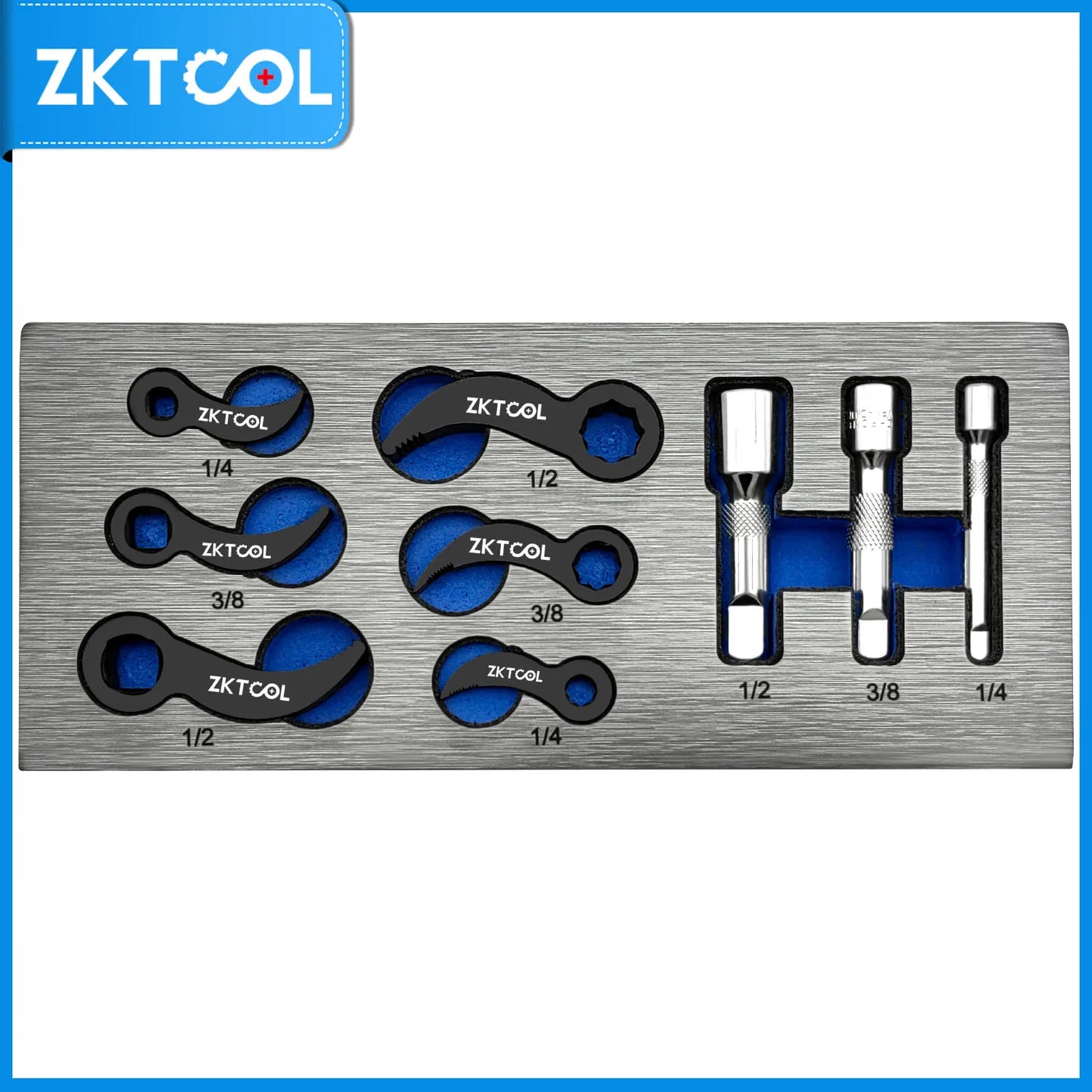【NEW!】9-piece ratchet socket wrench set, crowbar adapter, includes 1/2" 3/8" 1/4" drive sockets for a variety of applications