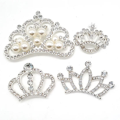 Metal Rhinestone Pearl Chain Butterfuly Crown Shoe Charms for Clogs Sandals Decoration Shoe Buckle for Girls Gift