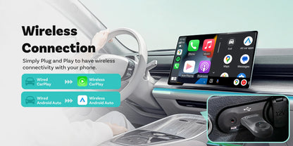 OTTOCAST NEW Mini Wireless CarPlay Android Auto Wireless Adapter Plug And Play WiFi Fast Connect Dongle For Toyota Audi Benz