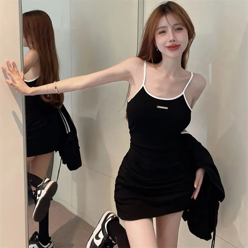 Spicy Girl Set Women's Autumn Fashion High-End Pure Desire Strap Vest  Skirt Hoodie Jacket Two-Piece Set Ladies' Wear