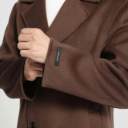 Autumn Winter New Over The Knee Double-sided Wool Coat 100% Wool Coat Men's Korean Suit Collar Wide Loose Wool Coat Light Luxury