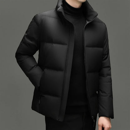 Real 90% White Duck Down Parka Coat 2025 Winter Men Classic Stand Collar Puffer Jacket Warm Simple Solid Duck Down Zipper Coat