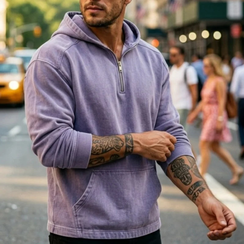 Spring and autumn men's denim hoodie washed denim jacket Outdoor men's biker jacket Hoodie men