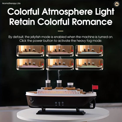 Titanic Ship Model Air Humidifier Remote Control Home 250ml Essential Oil Jellyfish Smoke Ring Spray Aroma Diffuser Humidifiers