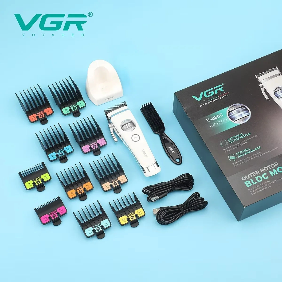 VGR Trimmer Professional Hair Clippers Rechargeable Trimmer Electric Hair Clippers Adjustable Hair Clipper Trimmer for Men V-880