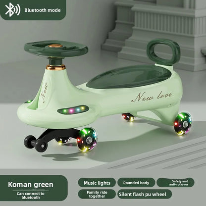 Kids Twist Car Ride Toy Silent Wheels Swivel Adult Seating Children's Wiggle Car Children Swinging and Twisting Car