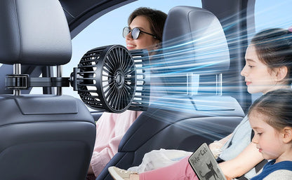 Eary Car Back Seat USB Dual Head Cooling Fan 3 Speeds 360°Rotatable Headrest Auto Summer Air Fans For Car Van Truck Accessories