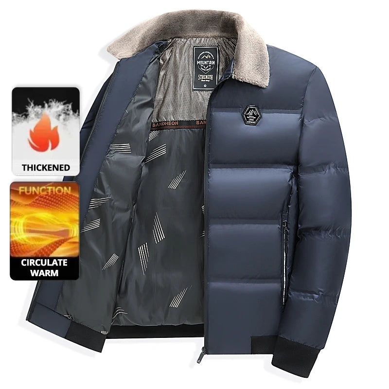 Top Grade Middle-aged Men's Bubble Puffer Parka Jacket Windbreaker Coat Winter Plus Velvet Thickened Short Outerwear