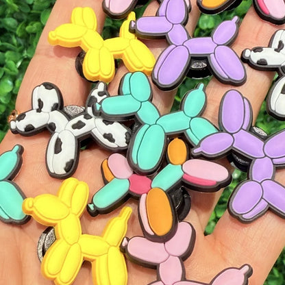 12PCS Kawaii Balloon Dog PVC Adorable Shoes Buckle Charms Backpack Kids Hole Slippers Clog Decorations Fit Popular Birthday Gift