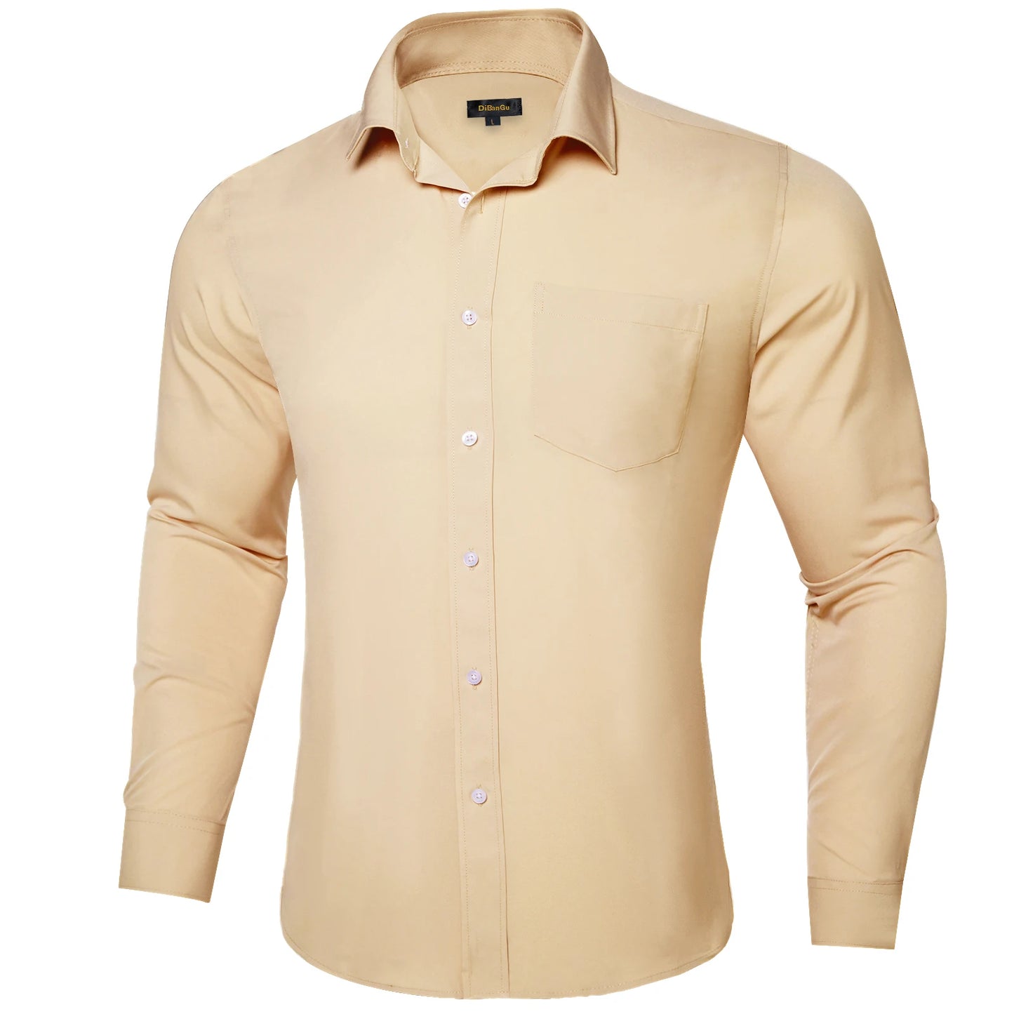 Solid Men Shirts Long Sleeve Cotton Polyester Blue Green Yellow Classic Basic Casual Slim Business Office Shirts Clothes