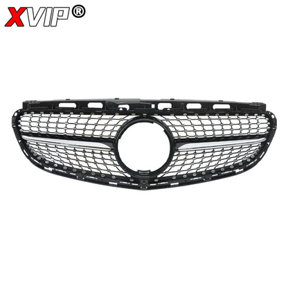 XVIP Chrome Black Diamonds Style Upper Grille Grill For Mercedes Benz E-Class W212 4 Door 2014-16 E200 E250 E300 E350 E400 E500