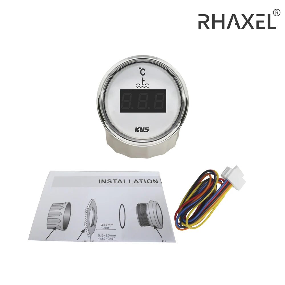 KUS Water Temp Temperature Gauge Meter Indicator 40-120℃ with Backlight 12V/24V 52MM(2") for Car Truck Sailboat