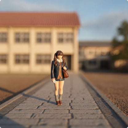 School Girl Miniature Hand-Painted 3D Printed Figurine for Hobbyists, Diorama, Model Scene