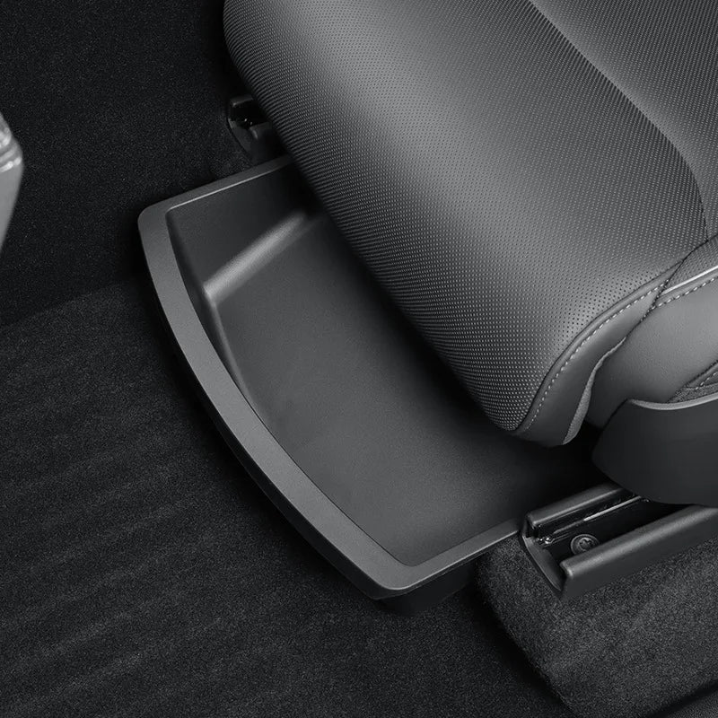 Under Seat Storage Box For Tesla Model YL 2025-2026 TPE Drawer Front Under Seat Organizer Trash Can Car Interior Accessories ﻿