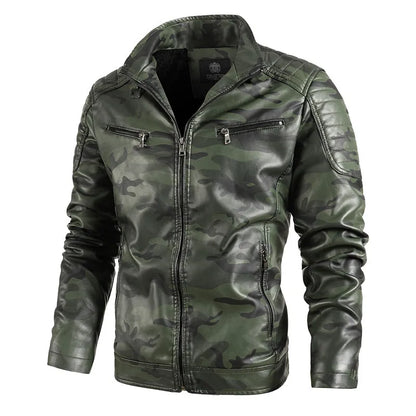 Maxulla Autumn  Winter Men Stand Collar Leather Coat Outdoor Windproof Warm PU Coat Fashion Slim Motorcycle Wear Men's Clothing