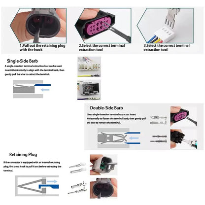 27-Pc Auto & Aviation Terminal Pin Extractor Kit - Wire Harness Connector Pin Remover w/ Pusher & Hook